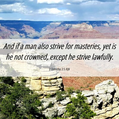 Picture 06 - 2 Timothy 2:5 KJV - And if a man also strive for masteries, yet is he - Bible Verse Picture