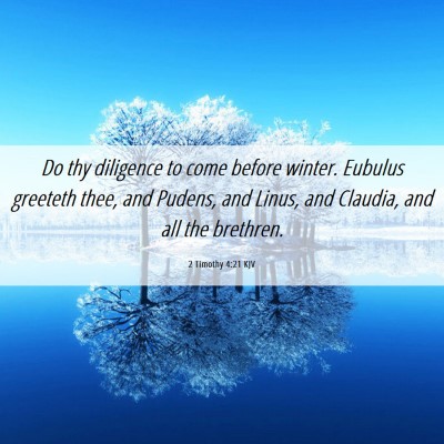 Picture 06 - 2 Timothy 4:21 KJV - Do thy diligence to come before winter. Eubulus - Bible Verse Picture