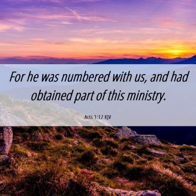 Picture 06 - Acts 1:17 KJV - For he was numbered with us, and had obtained - Bible Verse Picture