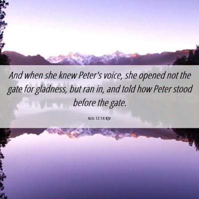 Picture 06 - Acts 12:14 KJV - And when she knew Peter's voice, she opened not - Bible Verse Picture