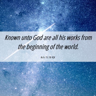Picture 06 - Acts 15:18 KJV - Known unto God are all his works from the - Bible Verse Picture