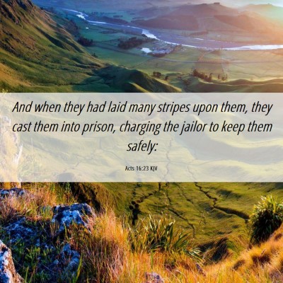 Picture 06 - Acts 16:23 KJV - And when they had laid many stripes upon them, - Bible Verse Picture