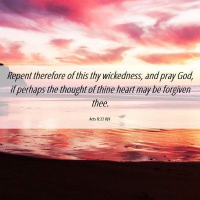 Picture 06 - Acts 8:22 KJV - Repent therefore of this thy wickedness, and pray - Bible Verse Picture