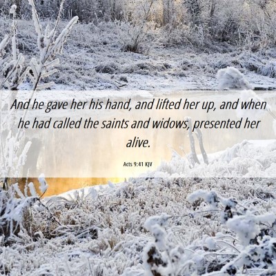 Picture 06 - Acts 9:41 KJV - And he gave her his hand, and lifted her up, and - Bible Verse Picture