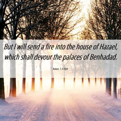 Picture 06 - Amos 1:4 KJV - But I will send a fire into the house of Hazael, - Bible Verse Picture