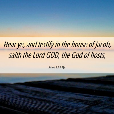 Picture 06 - Amos 3:13 KJV - Hear ye, and testify in the house of Jacob, saith - Bible Verse Picture