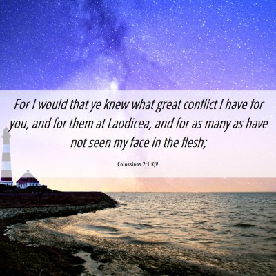 Picture 06 - Colossians 2:1 KJV - For I would that ye knew what great conflict I - Bible Verse Picture