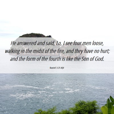 Picture 06 - Daniel 3:25 KJV - He answered and said, Lo, I see four men loose, - Bible Verse Picture