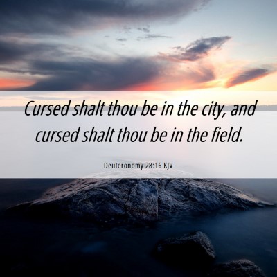Picture 06 - Deuteronomy 28:16 KJV - Cursed shalt thou be in the city, and cursed - Bible Verse Picture