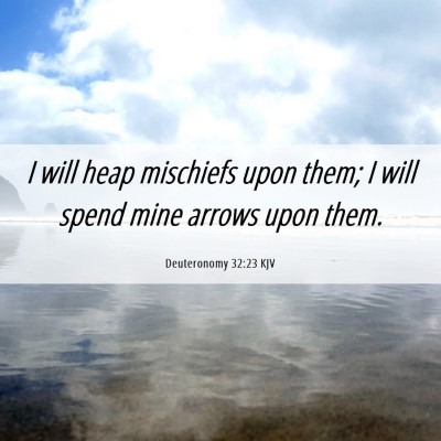 Picture 06 - Deuteronomy 32:23 KJV - I will heap mischiefs upon them; I will spend - Bible Verse Picture
