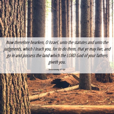 Picture 06 - Deuteronomy 4:1 KJV - Now therefore hearken, O Israel, unto the - Bible Verse Picture