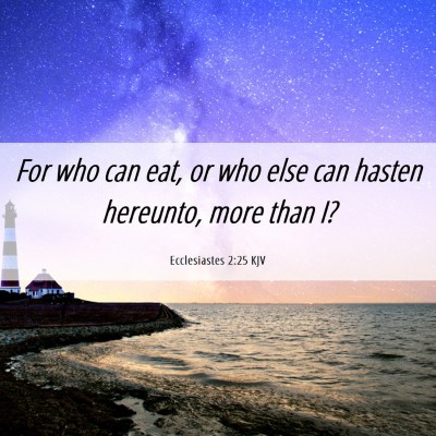 Picture 06 - Ecclesiastes 2:25 KJV - For who can eat, or who else can hasten hereunto, - Bible Verse Picture