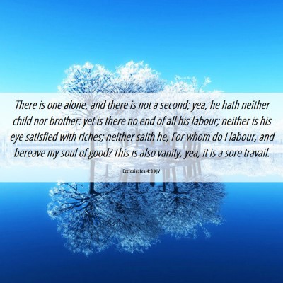 Picture 06 - Ecclesiastes 4:8 KJV - There is one alone, and there is not a second; - Bible Verse Picture