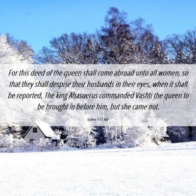 Picture 06 - Esther 1:17 KJV - For this deed of the queen shall come abroad unto - Bible Verse Picture