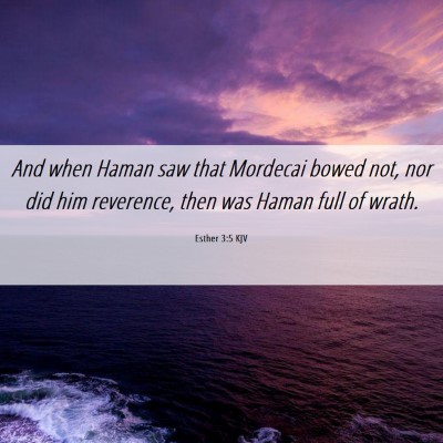 Picture 06 - Esther 3:5 KJV - And when Haman saw that Mordecai bowed not, nor - Bible Verse Picture