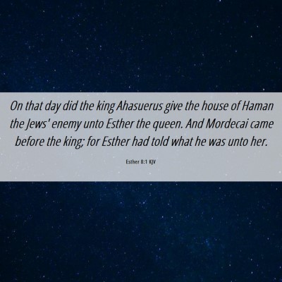 Picture 06 - Esther 8:1 KJV - On that day did the king Ahasuerus give the house - Bible Verse Picture