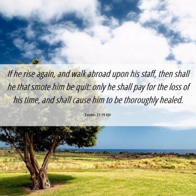 Picture 06 - Exodus 21:19 KJV - If he rise again, and walk abroad upon his staff, - Bible Verse Picture