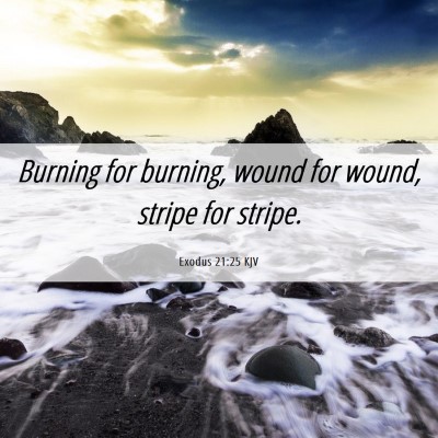 Picture 06 - Exodus 21:25 KJV - Burning for burning, wound for wound, stripe for - Bible Verse Picture