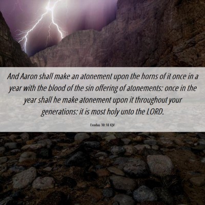 Picture 06 - Exodus 30:10 KJV - And Aaron shall make an atonement upon the horns - Bible Verse Picture