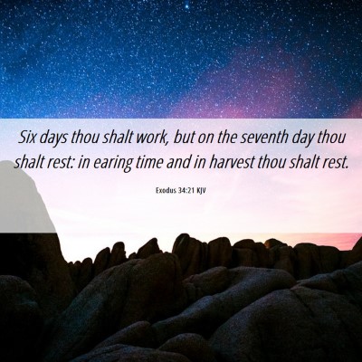 Picture 06 - Exodus 34:21 KJV - Six days thou shalt work, but on the seventh day - Bible Verse Picture