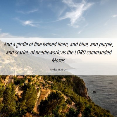 Picture 06 - Exodus 39:29 KJV - And a girdle of fine twined linen, and blue, and - Bible Verse Picture