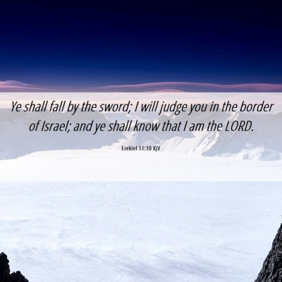 Picture 06 - Ezekiel 11:10 KJV - Ye shall fall by the sword; I will judge you in - Bible Verse Picture