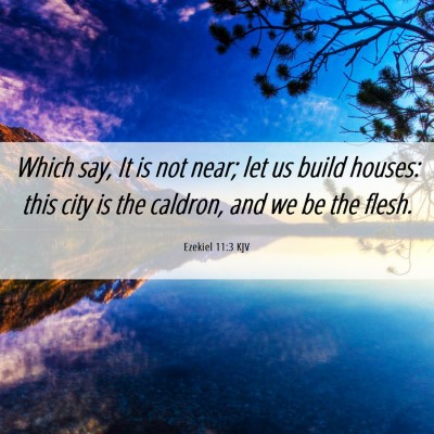 Picture 06 - Ezekiel 11:3 KJV - Which say, It is not near; let us build houses: - Bible Verse Picture