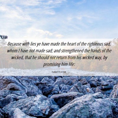 Picture 06 - Ezekiel 13:22 KJV - Because with lies ye have made the heart of the - Bible Verse Picture