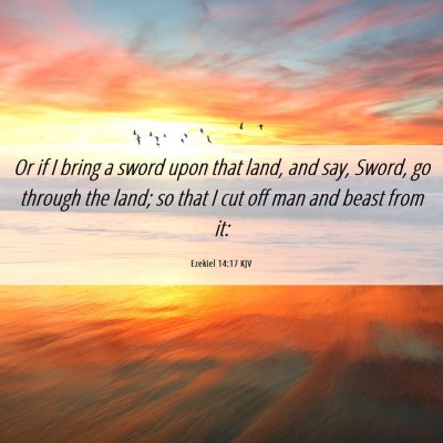 Picture 06 - Ezekiel 14:17 KJV - Or if I bring a sword upon that land, and say, - Bible Verse Picture