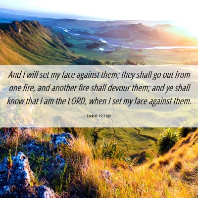 Picture 06 - Ezekiel 15:7 KJV - And I will set my face against them; they shall - Bible Verse Picture