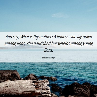 Picture 06 - Ezekiel 19:2 KJV - And say, What is thy mother? A lioness: she lay - Bible Verse Picture