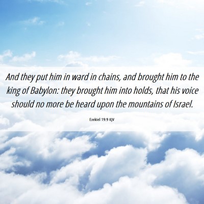 Picture 06 - Ezekiel 19:9 KJV - And they put him in ward in chains, and brought - Bible Verse Picture