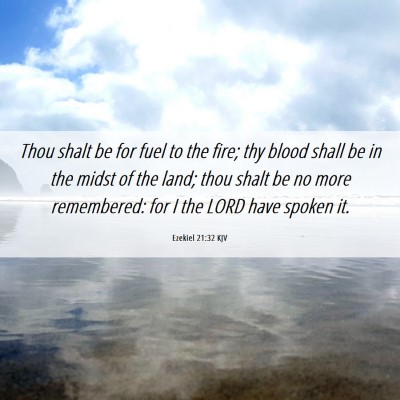 Picture 06 - Ezekiel 21:32 KJV - Thou shalt be for fuel to the fire; thy blood - Bible Verse Picture
