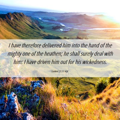 Picture 06 - Ezekiel 31:11 KJV - I have therefore delivered him into the hand of - Bible Verse Picture