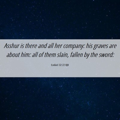 Picture 06 - Ezekiel 32:22 KJV - Asshur is there and all her company: his graves - Bible Verse Picture