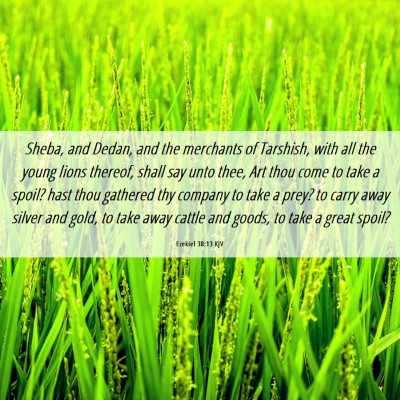 Picture 06 - Ezekiel 38:13 KJV - Sheba, and Dedan, and the merchants of Tarshish, - Bible Verse Picture