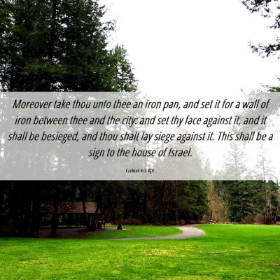 Picture 06 - Ezekiel 4:3 KJV - Moreover take thou unto thee an iron pan, and set - Bible Verse Picture