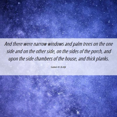 Picture 06 - Ezekiel 41:26 KJV - And there were narrow windows and palm trees on - Bible Verse Picture