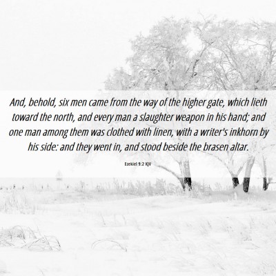 Picture 06 - Ezekiel 9:2 KJV - And, behold, six men came from the way of the - Bible Verse Picture