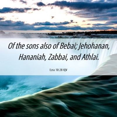 Picture 06 - Ezra 10:28 KJV - Of the sons also of Bebai; Jehohanan, Hananiah, - Bible Verse Picture