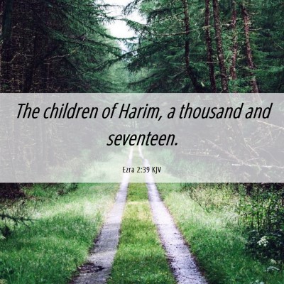 Picture 06 - Ezra 2:39 KJV - The children of Harim, a thousand and - Bible Verse Picture