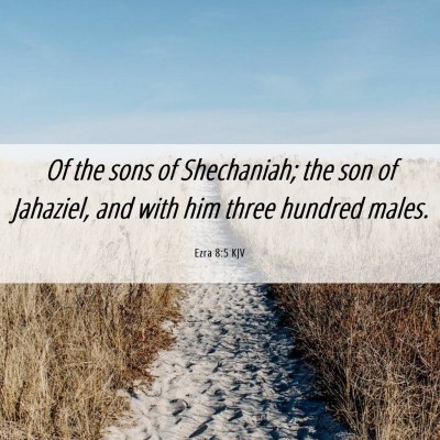 Picture 06 - Ezra 8:5 KJV - Of the sons of Shechaniah; the son of Jahaziel, - Bible Verse Picture