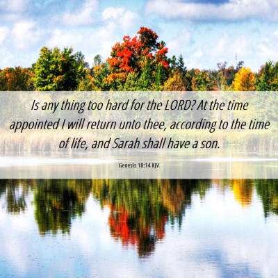 Picture 06 - Genesis 18:14 KJV - Is any thing too hard for the LORD? At the time - Bible Verse Picture