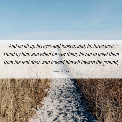 Picture 06 - Genesis 18:2 KJV - And he lift up his eyes and looked, and, lo, - Bible Verse Picture