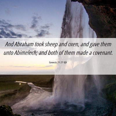 Picture 06 - Genesis 21:27 KJV - And Abraham took sheep and oxen, and gave them - Bible Verse Picture