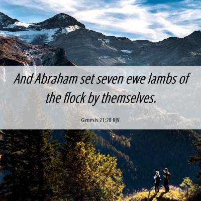 Picture 06 - Genesis 21:28 KJV - And Abraham set seven ewe lambs of the flock by - Bible Verse Picture