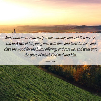 Picture 06 - Genesis 22:3 KJV - And Abraham rose up early in the morning, and - Bible Verse Picture