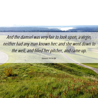 Picture 06 - Genesis 24:16 KJV - And the damsel was very fair to look upon, a - Bible Verse Picture