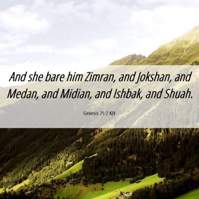 Picture 06 - Genesis 25:2 KJV - And she bare him Zimran, and Jokshan, and Medan, - Bible Verse Picture