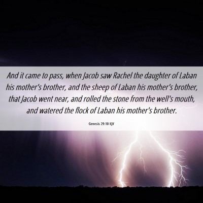 Picture 06 - Genesis 29:10 KJV - And it came to pass, when Jacob saw Rachel the - Bible Verse Picture